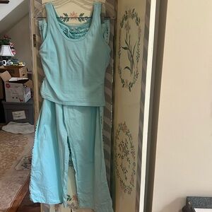 BURBERRY OUTFIT PANT & TANK TOP AQUA W BURBERRY PLAID